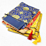 Ethnic Brocade Sutra Book Pouch Dragon Flower Zipper Bag