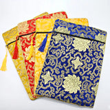Ethnic Brocade Sutra Book Pouch Dragon Flower Zipper Bag