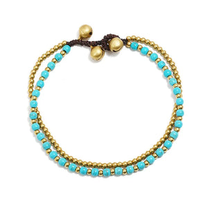 Bohemian Style Turquoise Copper Bead Anklets