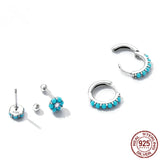 Ethnic Style Turquoise 925 Silver Earrings for Women Party Gift