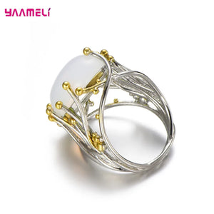 Ethnic Women Ring Tree Branch Moonstone Charm 925 Sterling Si