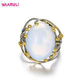 Ethnic Women Ring Tree Branch Moonstone Charm 925 Sterling Si