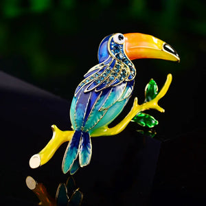 Ethnic Woodpecker Brooch Enamel Painting Alloy Bird Suit Summer Accessory