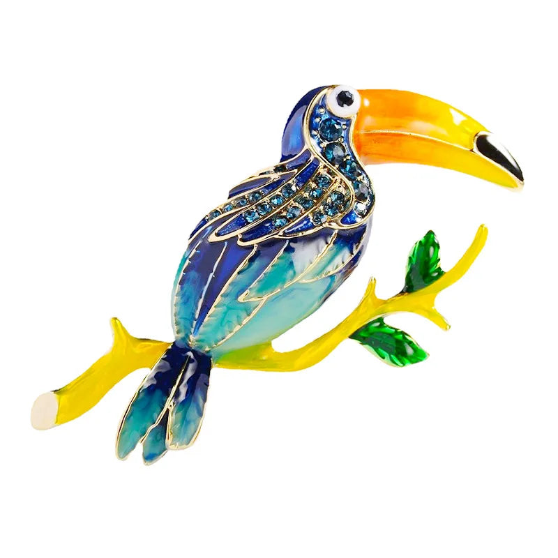 Ethnic Woodpecker Brooch Enamel Painting Alloy Bird Suit Summer Accessory