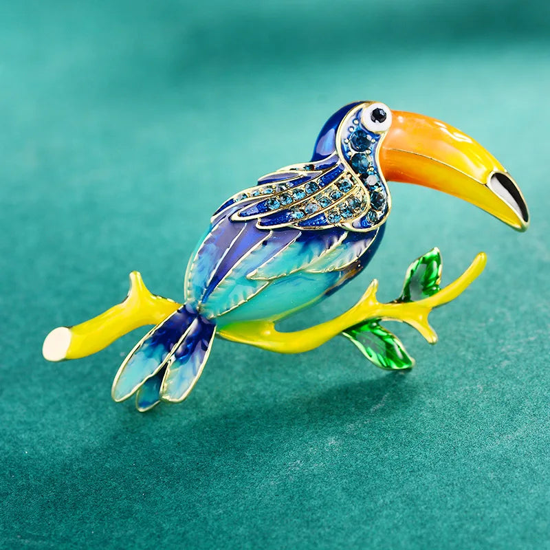 Ethnic Woodpecker Brooch Enamel Painting Alloy Bird Suit Summer Accessory