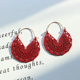 Ethnic Summer Hollow Pink Earrings Flower Boho Jewelry For Women Retro
