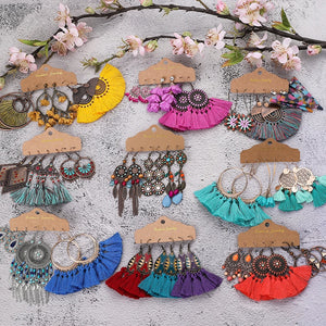 Boho Vintage Metal Tassel Earrings Sets for Women