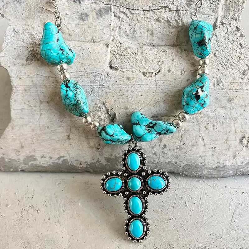 Ethnic Turquoise Cow Tauren Necklace - Tribe Jewelry