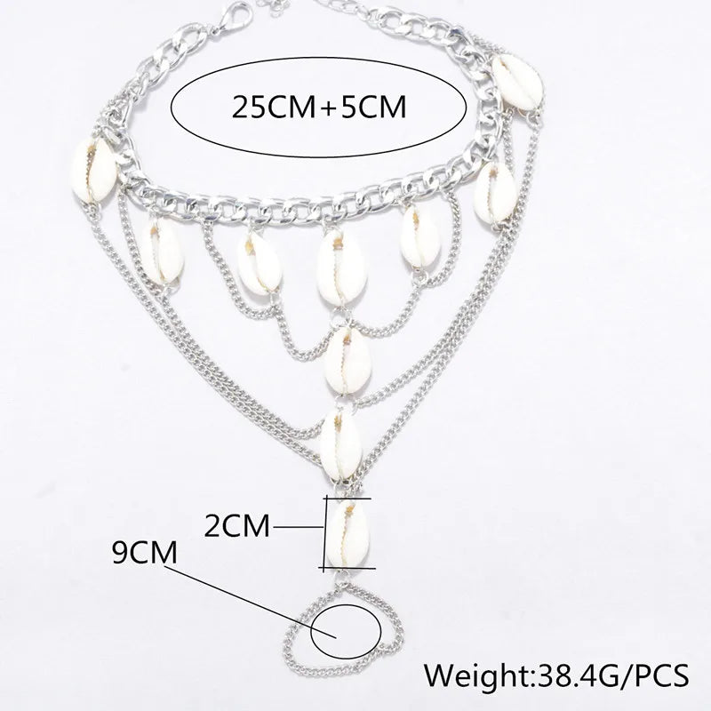 Vintage Carving Coin Silver Plated Anklets for Women