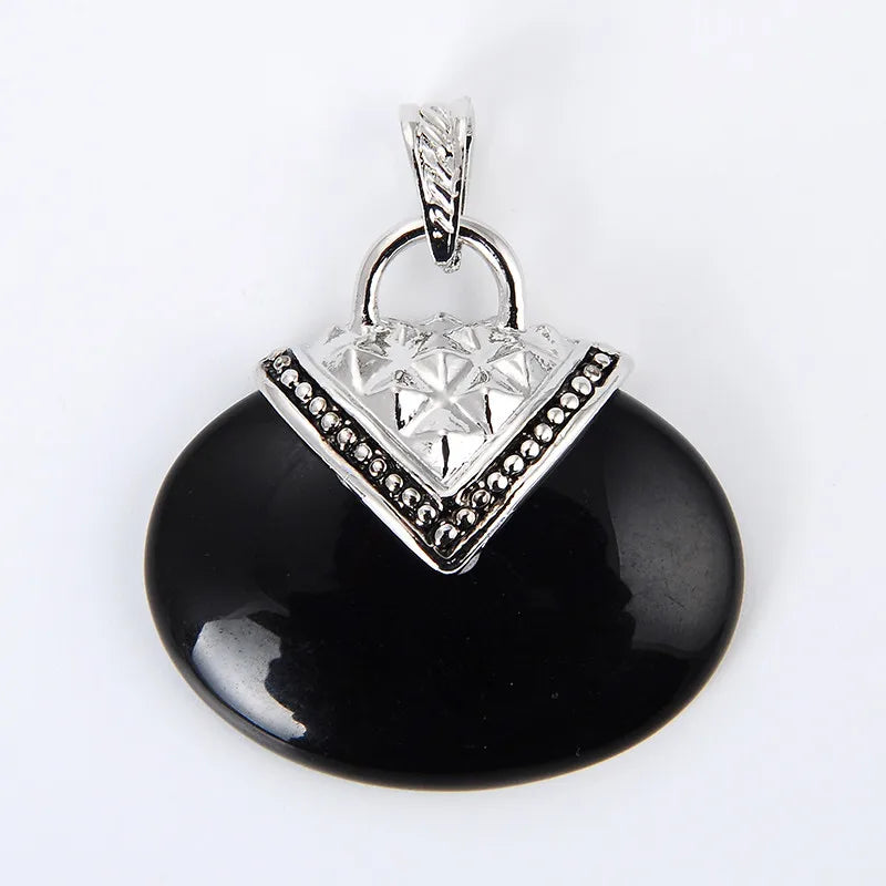 Vintage Silver Plated Stone Charms Pendant Jewelry for Women