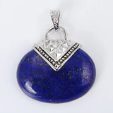 Vintage Silver Plated Stone Charms Pendant Jewelry for Women