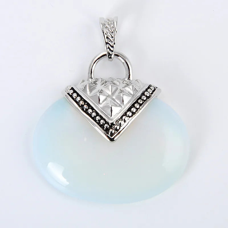 Vintage Silver Plated Stone Charms Pendant Jewelry for Women