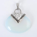 Vintage Silver Plated Stone Charms Pendant Jewelry for Women