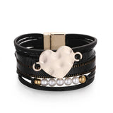 Ethnic Wide Cuff Bohemian Heart Bracelet Punk Leather Bracelets Women