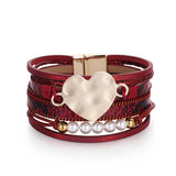 Ethnic Wide Cuff Bohemian Heart Bracelet Punk Leather Bracelets Women