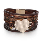 Ethnic Wide Cuff Bohemian Heart Bracelet Punk Leather Bracelets Women