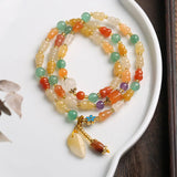 Ethnic Wind Natural Silk Jade Hand String Xinjiang Jade Three Ring Bracelet