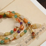 Ethnic Wind Natural Silk Jade Hand String Xinjiang Jade Three Ring Bracelet
