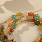 Ethnic Wind Natural Silk Jade Hand String Xinjiang Jade Three Ring Bracelet