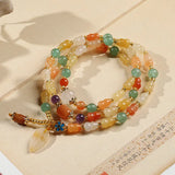 Ethnic Wind Natural Silk Jade Hand String Xinjiang Jade Three Ring Bracelet