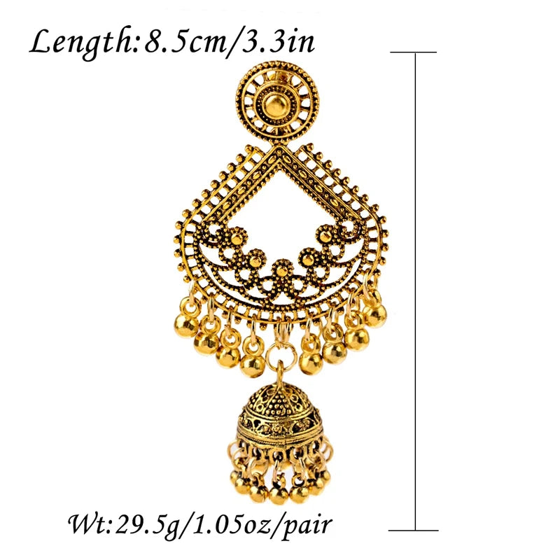 Ethnic Women Big Dangle Earrings Indian Vintage Drop Earring Lantern Tassel