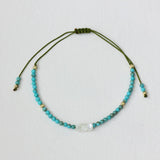 Ethnic Women Turquoise Stone Beaded Bracelet Shell Pearl Natural Stone