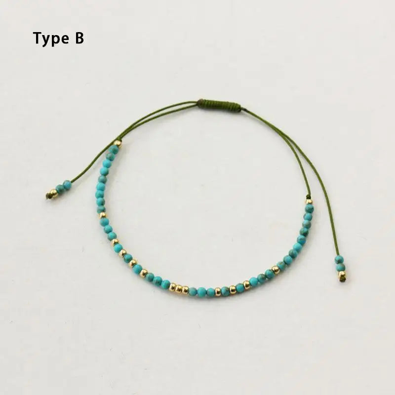Ethnic Women Turquoise Stone Beaded Bracelet Shell Pearl Natural Stone