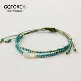 Ethnic Women Turquoise Stone Beaded Bracelet Shell Pearl Natural Stone