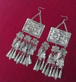 Exaggerated Miao Silver Earrings Long Earrings