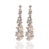 Ethnic Long Rhinestone Simulated Pearl Clip on Earrings