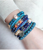 Bohemian Multi-layer Rice Bead Elastic Bracelet Set