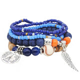 Bohemian Multi-layer Rice Bead Elastic Bracelet Set