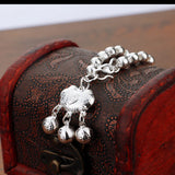 Ethnic 925 Silver Pendant Bracelet - Solid Silver Bead Bracelet