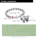 Ethnic 925 Silver Pendant Bracelet - Solid Silver Bead Bracelet