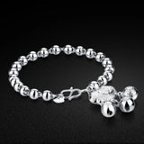 Ethnic 925 Silver Pendant Bracelet - Solid Silver Bead Bracelet
