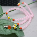 Ethnic Gourd Pendant Crystal Bracelet Pink Chalcedony Hand Chain