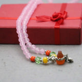 Ethnic Gourd Pendant Crystal Bracelet Pink Chalcedony Hand Chain
