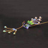 Enamel Phoenix Tassel Silver Hairpin Hanfu Accessories