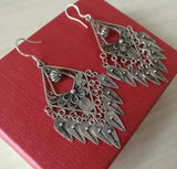 Miao Silver Filigree Flower Tassel Ethnic Earrings
