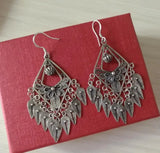 Miao Silver Filigree Flower Tassel Ethnic Earrings