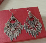 Miao Silver Filigree Flower Tassel Ethnic Earrings