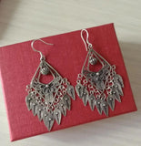 Miao Silver Filigree Flower Tassel Ethnic Earrings