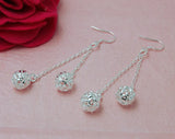 Ethnic 925 Silver Earrings Hollow Ball Pendant Solid Silver Ladies Charm Jewelry