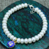 Ethnic 7-8mm Pearl Abacus Beads Bracelet with Cloisonne Spacers