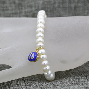 Ethnic 7-8mm Pearl Abacus Beads Bracelet with Cloisonne Spacers