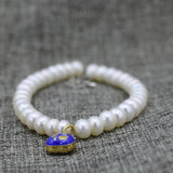 Ethnic 7-8mm Pearl Abacus Beads Bracelet with Cloisonne Spacers