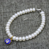 Ethnic 7-8mm Pearl Abacus Beads Bracelet with Cloisonne Spacers
