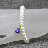 Ethnic 7-8mm Pearl Abacus Beads Bracelet with Cloisonne Spacers