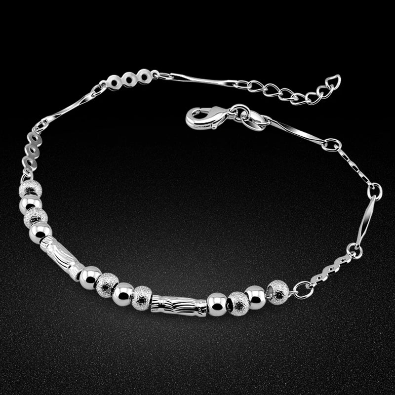 Ethnic Silver Bracelet Women's 925 Sterling Pattern Carving Solid Chain