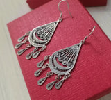 Miao Silver Ethnic Wind Hand-Wired Ear Jewelry Earrings